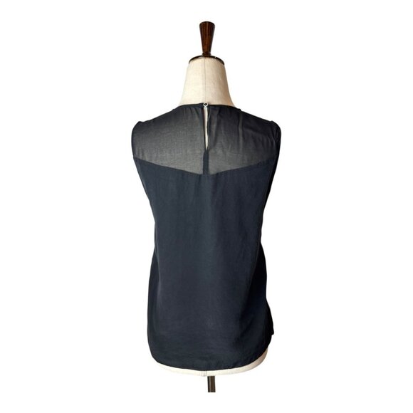 Sandro Shirt Women Small Black Sheer Bodice Lace Detail Top Whimsigoth Gothic - Picture 2 of 7